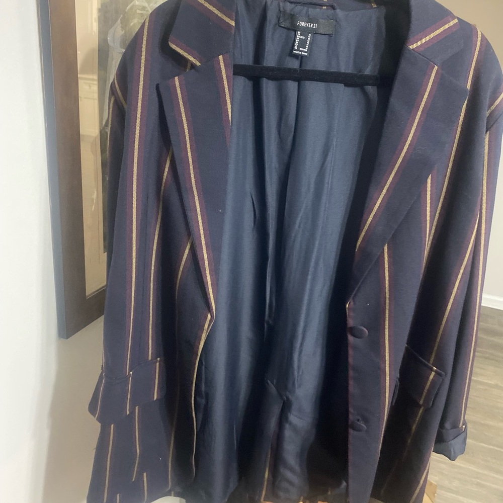 Forever 21 Navy Striped Blazer